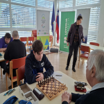 Na fotografiji dva para med odločilnimi partijami državnega prvenstva na Okroglem.