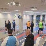 Kegljači na stezah, med tekmovanjem. 4. krog lige ZDSSS v steznem kegljanju, Kegljišče Bežigrad, Ljubljana, KK Taborska jama